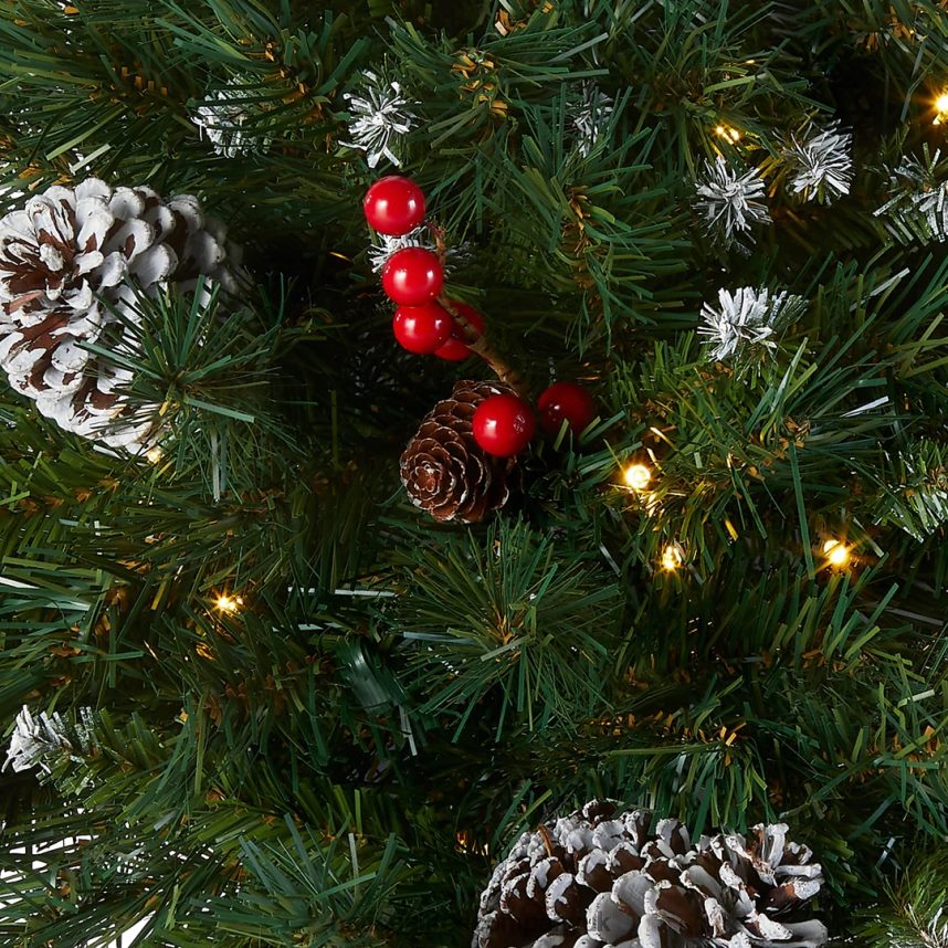 Greenery | National Tree Company 18in Frosted Berry Urn Filler with Battery Operated Warm White LED Lights F2L4F434